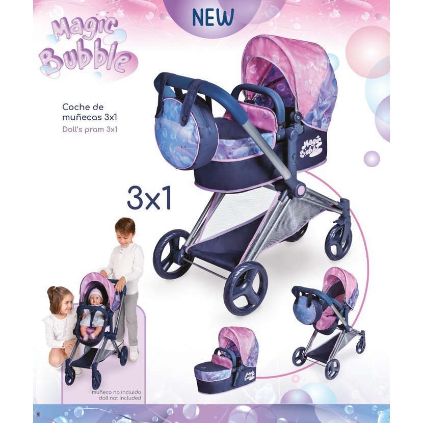 DeCuevas 81776 Skládací kočárek pro panenky 3 v 1 s taškou Magic Bubble 2024 - 73 cm - Obrázek 2