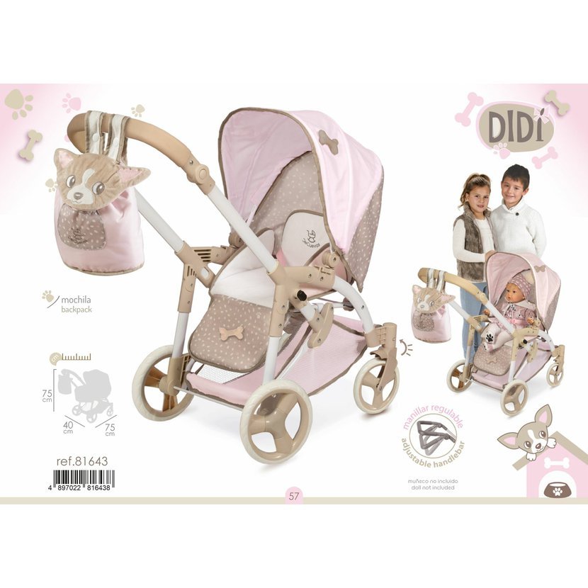 DeCuevas 81643 Skládací kočárek pro panenky 3 v 1 s přenosnou taškou DIDI 2021 - 75 cm - Obrázek 3