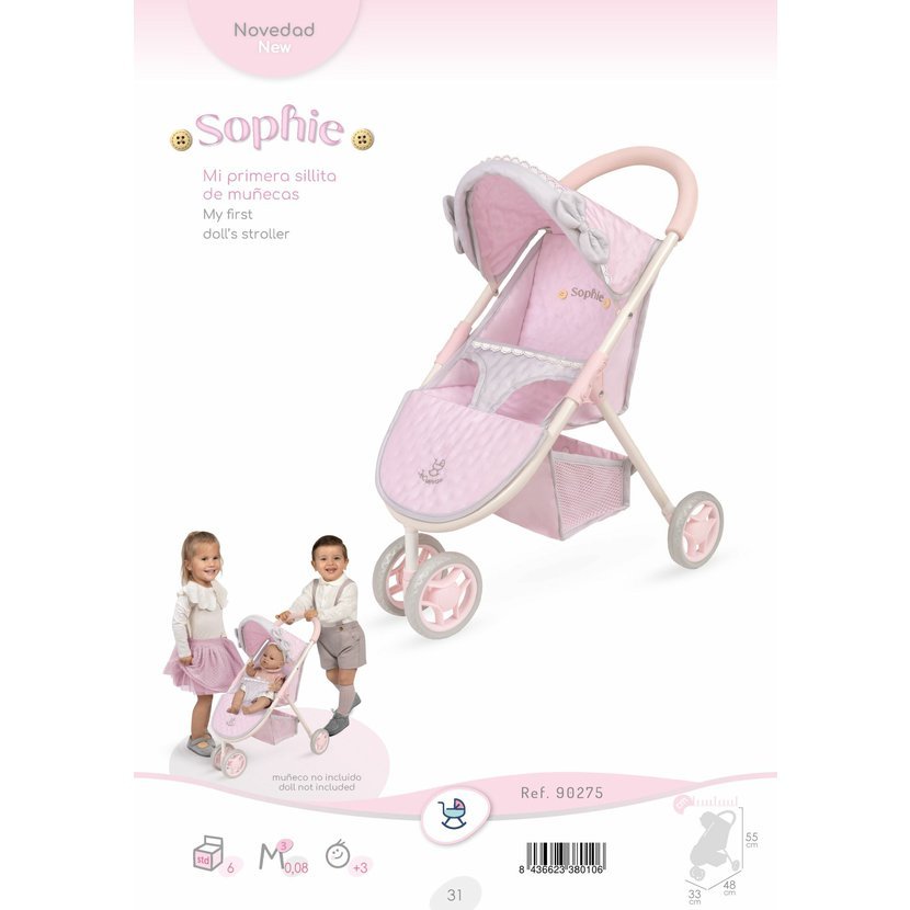 DeCuevas 90275 Sportovní kočárek pro panenky tříkolový Sophie 2025 - 55 cm - Obrázek 3