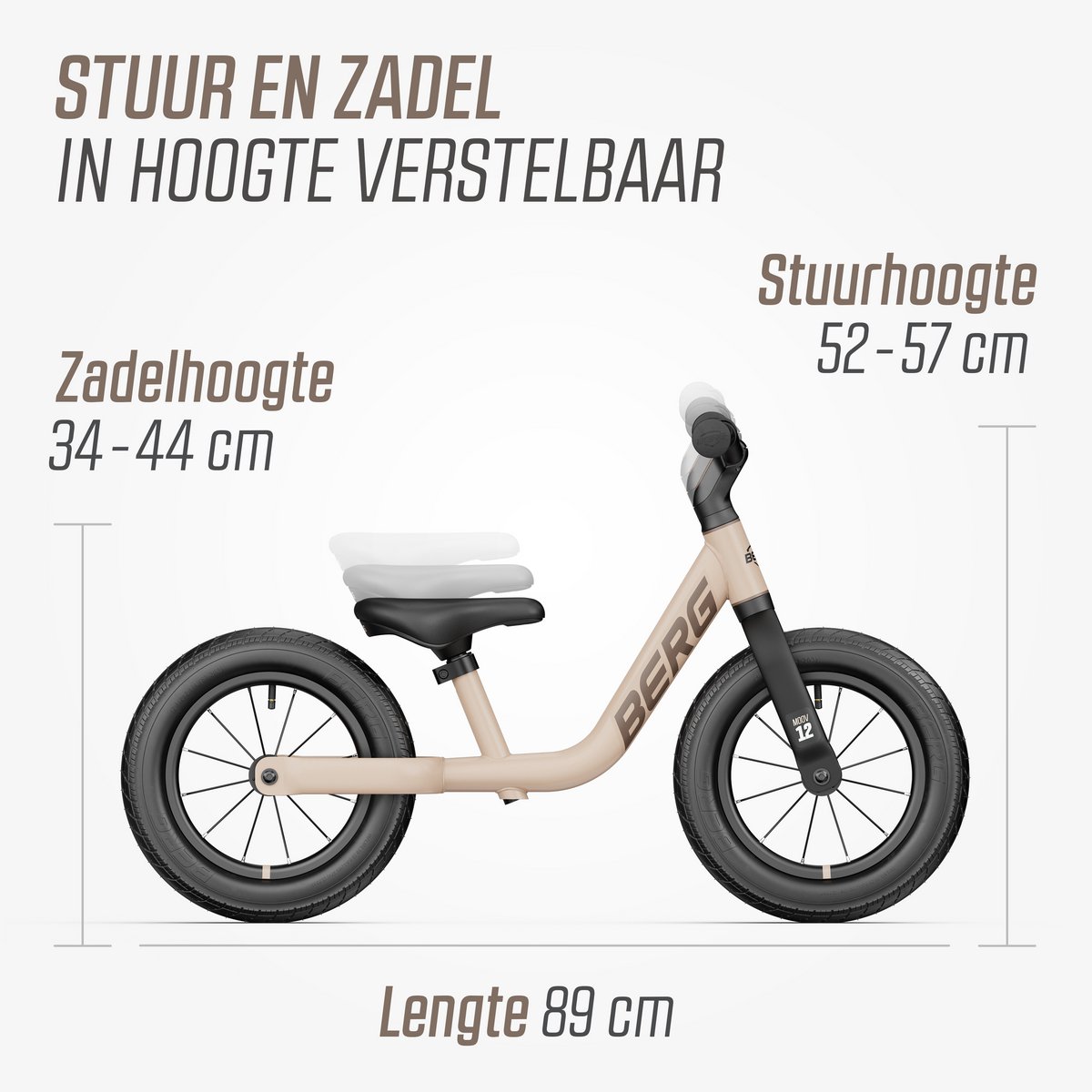 Dětské odrážedlo MOOV 12 Sand Beige - Obrázek 4