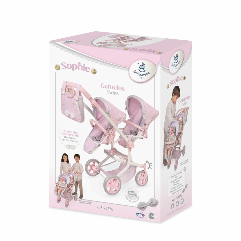 DeCuevas 90875 Skládací kočárek pro dvojčata panenky s taškou Sophie 2025 - 91 cm - Obrázek 12