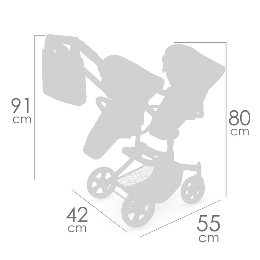 DeCuevas 90875 Skládací kočárek pro dvojčata panenky s taškou Sophie 2025 - 91 cm - Obrázek 13