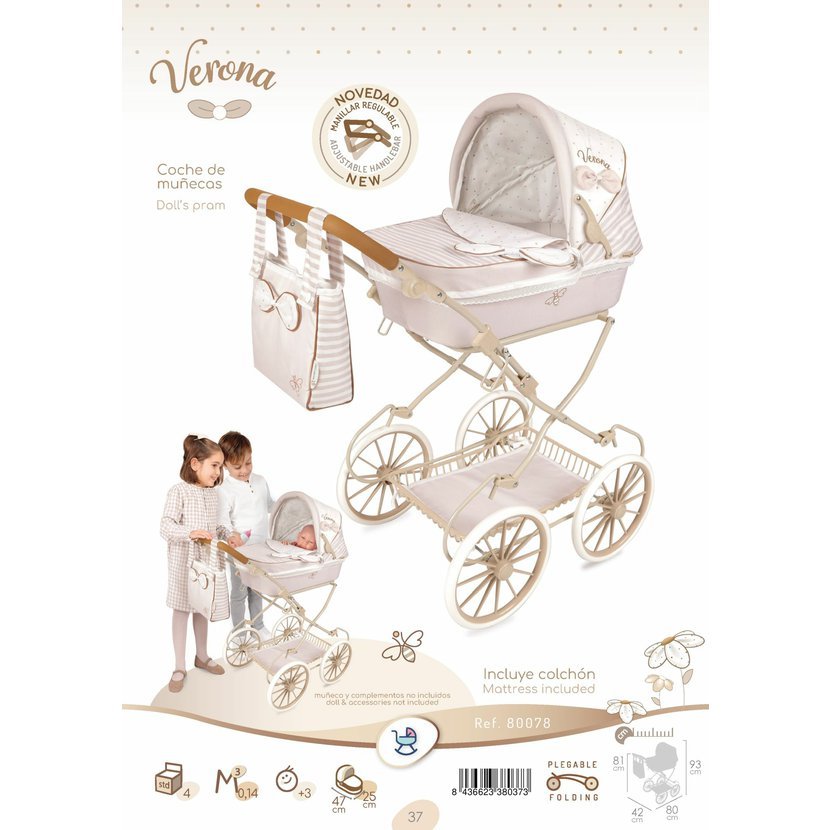 DeCuevas 80078A Skládací kočárek pro panenky s taškou Verona 2025 - 81 cm - Obrázek 2
