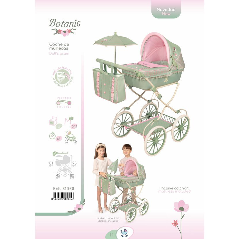 DeCuevas 81068 Skládací kočárek pro panenky s taškou a doplňky Botanic 2026 – 81 cm - Obrázek 2