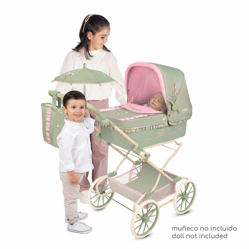DeCuevas 82068 Skládací kočárek pro panenky REBORN se slunečníkem a doplňky Botanic 2026 – 90 cm - Obrázek 3