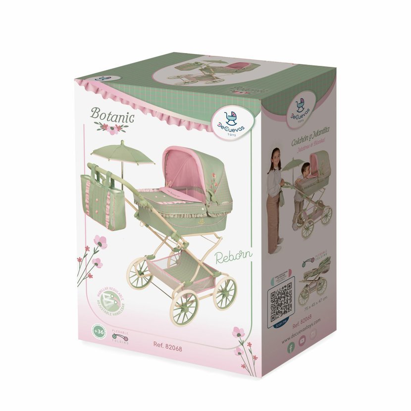 DeCuevas 82068 Skládací kočárek pro panenky REBORN se slunečníkem a doplňky Botanic 2026 – 90 cm - Obrázek 8