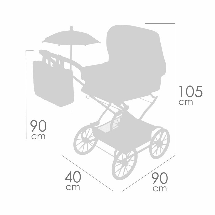 DeCuevas 82068 Skládací kočárek pro panenky REBORN se slunečníkem a doplňky Botanic 2026 – 90 cm - Obrázek 9