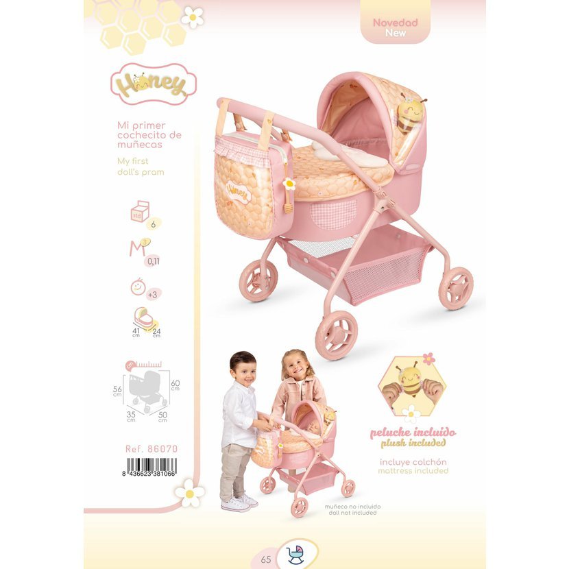 DeCuevas 86070 Můj první kočárek pro panenky s taškou Honey 2026 – 56 cm - Obrázek 2