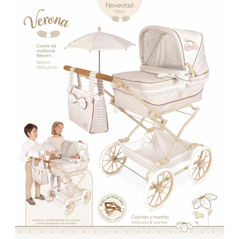 DeCuevas 82078 Skládací kočárek pro panenky REBORN se slunečníkem a doplňky Verona 2024 - 90 cm - Obrázek 2
