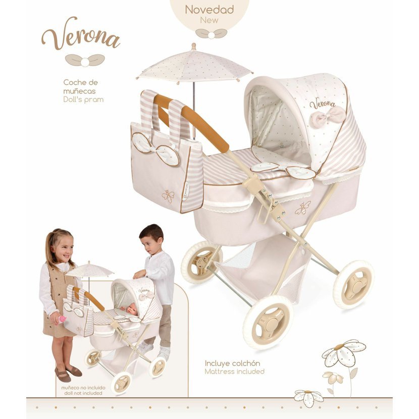 DeCuevas 85078 Skládací kočárek pro panenky se slunečníkem a taškou Verona 2024 - 60 cm - Obrázek 2