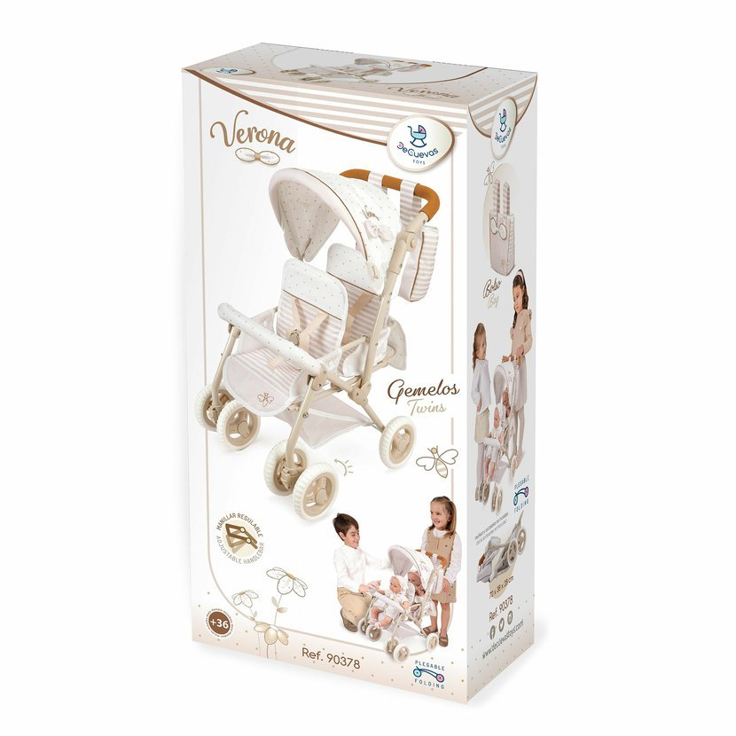DeCuevas 90378 Skládací kočárek pro dvojčata panenky s taškou Verona 2024 - 72 cm - Obrázek 6