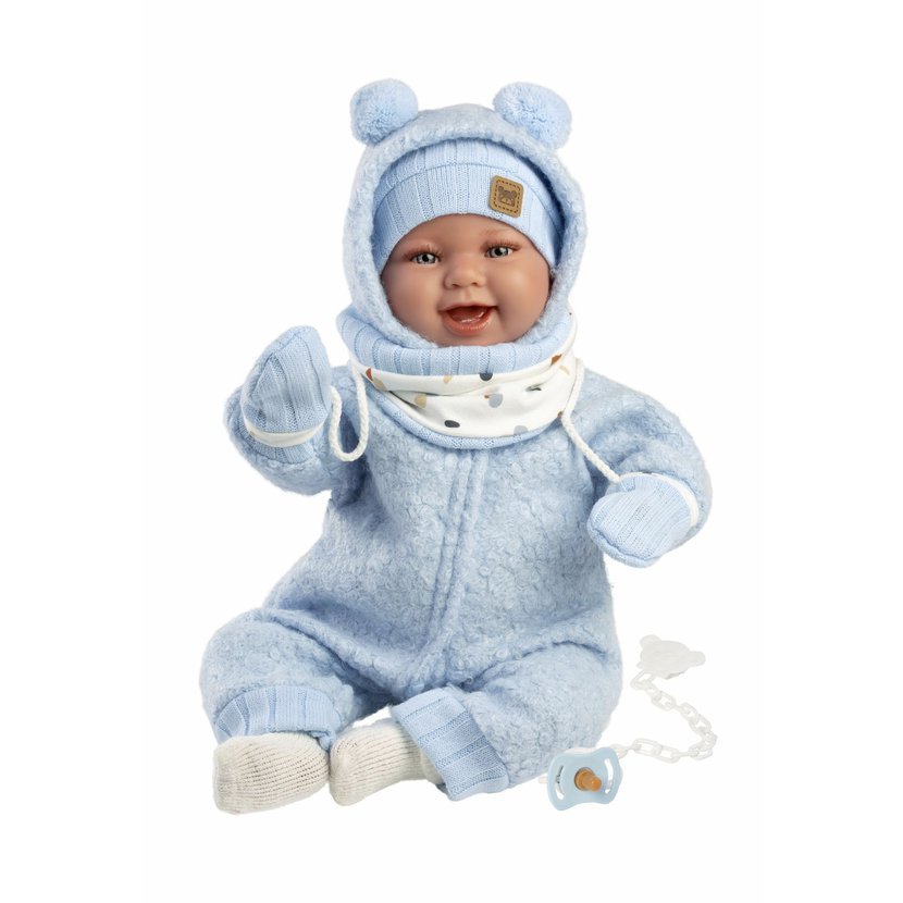 Llorens 84479 NEW BORN - realistická panenka miminko se zvuky a měkkým látkovým tělem - 44 cm - Obrázek 2