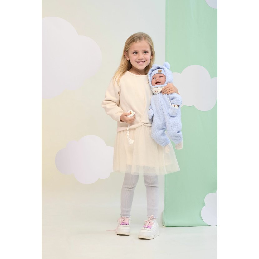 Llorens 84479 NEW BORN - realistická panenka miminko se zvuky a měkkým látkovým tělem - 44 cm - Obrázek 6