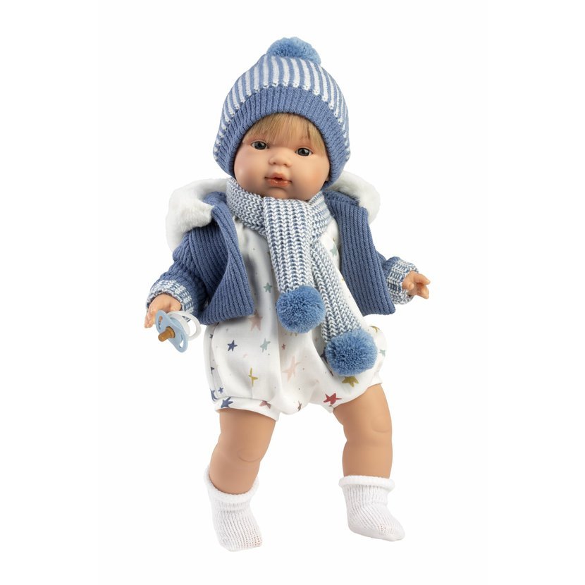 Llorens 38573 SASHA - realistická panenka se zvuky a měkkým látkovým tělem - 38 cm