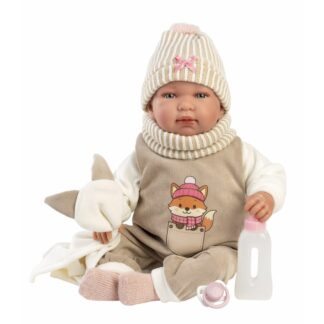 Llorens 84490 NEW BORN - realistická panenka miminko se zvuky a měkkým látkovým tělem - 44 cm