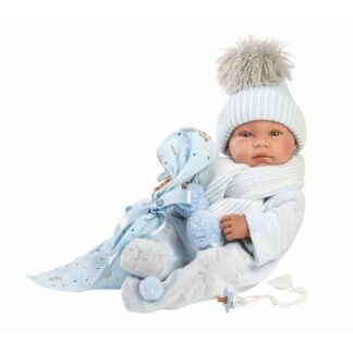 Llorens 84337 NEW BORN CHLAPEČEK - realistická panenka miminko s celovinylovým tělem - 43 cm